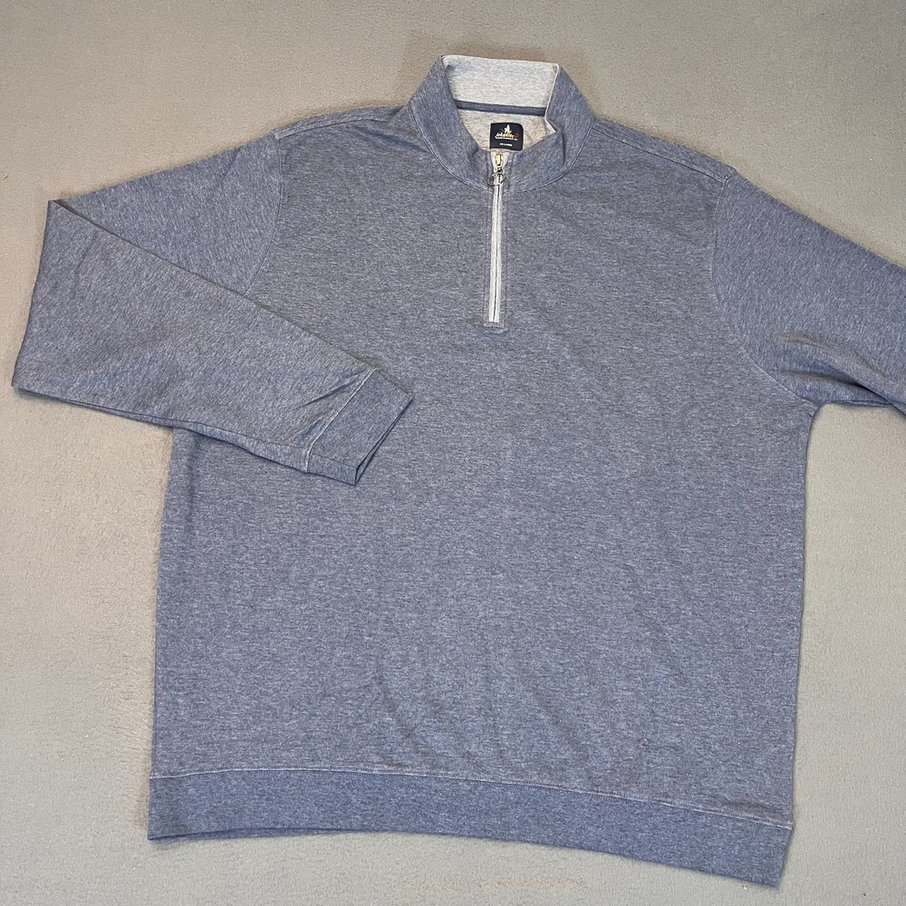 Johnnie-O Mens 2XL Sully Quarter Zip Pullover Wrinkle‎ Resistant Blue Gray Modal